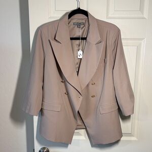 Kate & Mallory Taupe Double-Breasted Blazer